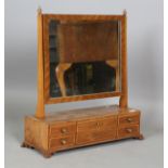 A 19th century mahogany swing frame mirror, fitted with six drawers with boxwood stringing, height