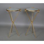 A pair of modern gilt painted metal mirror-topped stands, height 75cm, diameter 36cm.Buyer’s Premium
