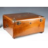 A late Victorian walnut canteen box with silver plated mounts and engraved presentation plaque,