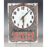 A mid-20th century 'Chivers Jellies' silvered plate glass advertising wall timepiece by Sectric