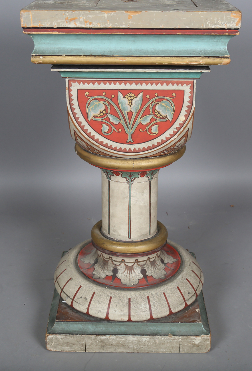 A mid-Victorian Gothic Revival painted softwood pedestal, in the manner of A.W.N. Pugin, height - Bild 2 aus 7