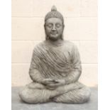 A late 20th century cast composition stone garden figure of a seated Buddha, height 82cm, width