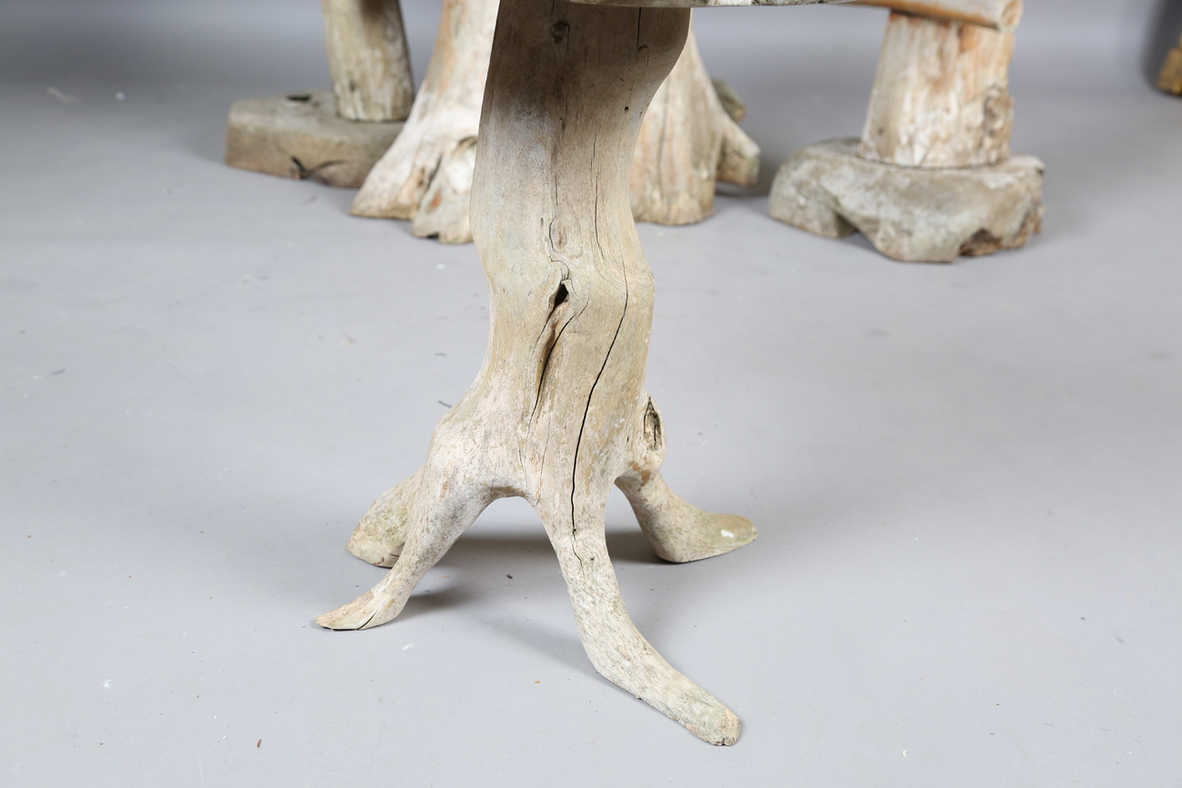 A 20th century French naturalistic wooden grotto table, height 102cm, width 92cm, together with a - Image 2 of 9