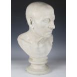 After the antique - a 20th century cast plaster bust of Cicero, on a socle base, height 51cm.Buyer’s