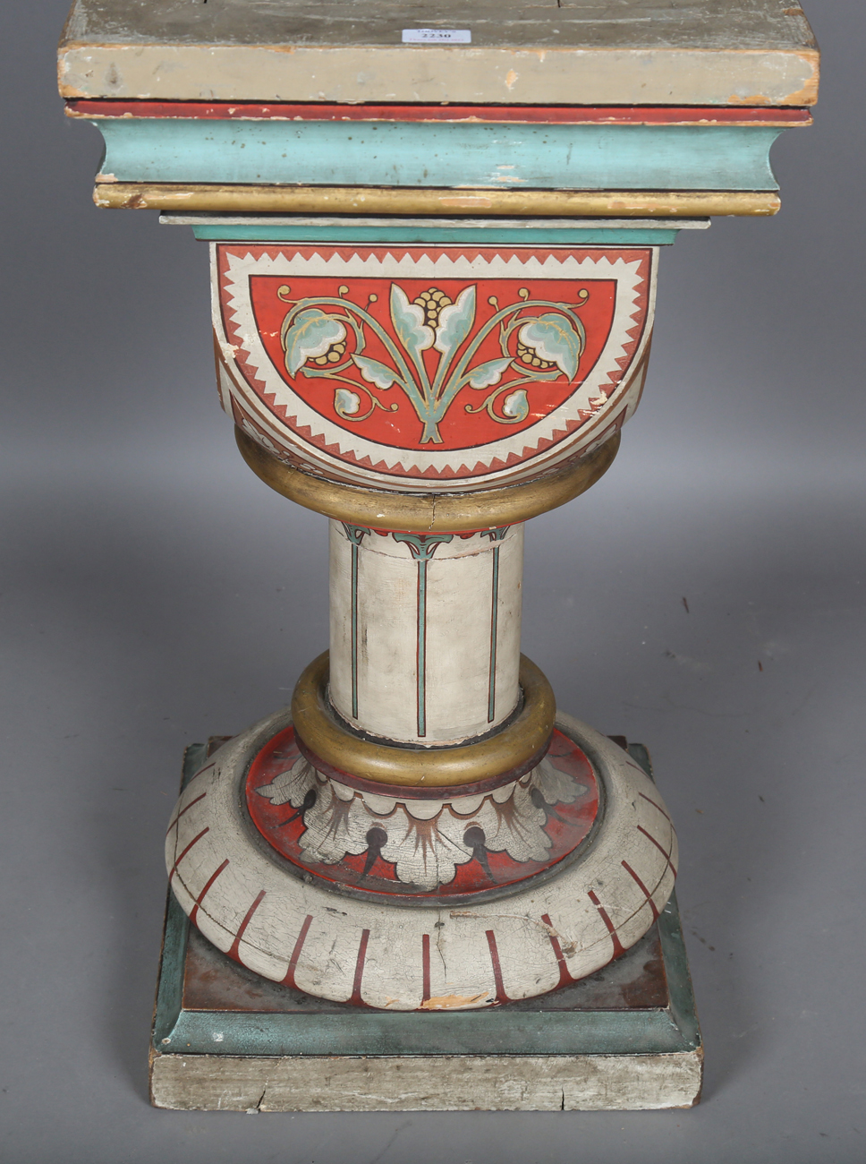 A mid-Victorian Gothic Revival painted softwood pedestal, in the manner of A.W.N. Pugin, height - Bild 4 aus 7