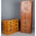A George V oak narrow cabinet, the cupboard enclosed by a fielded panel door above a brushing