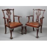 A set of eight early/mid-20th century George III Chippendale style mahogany dining chairs with