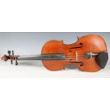 A viola, bearing interior label detailed 'N. Pécatte Paris 1887', with two-piece back, length of