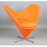 A 20th century 'Heart Cone' chair, designed by Verner Panton, upholstered in orange fabric and