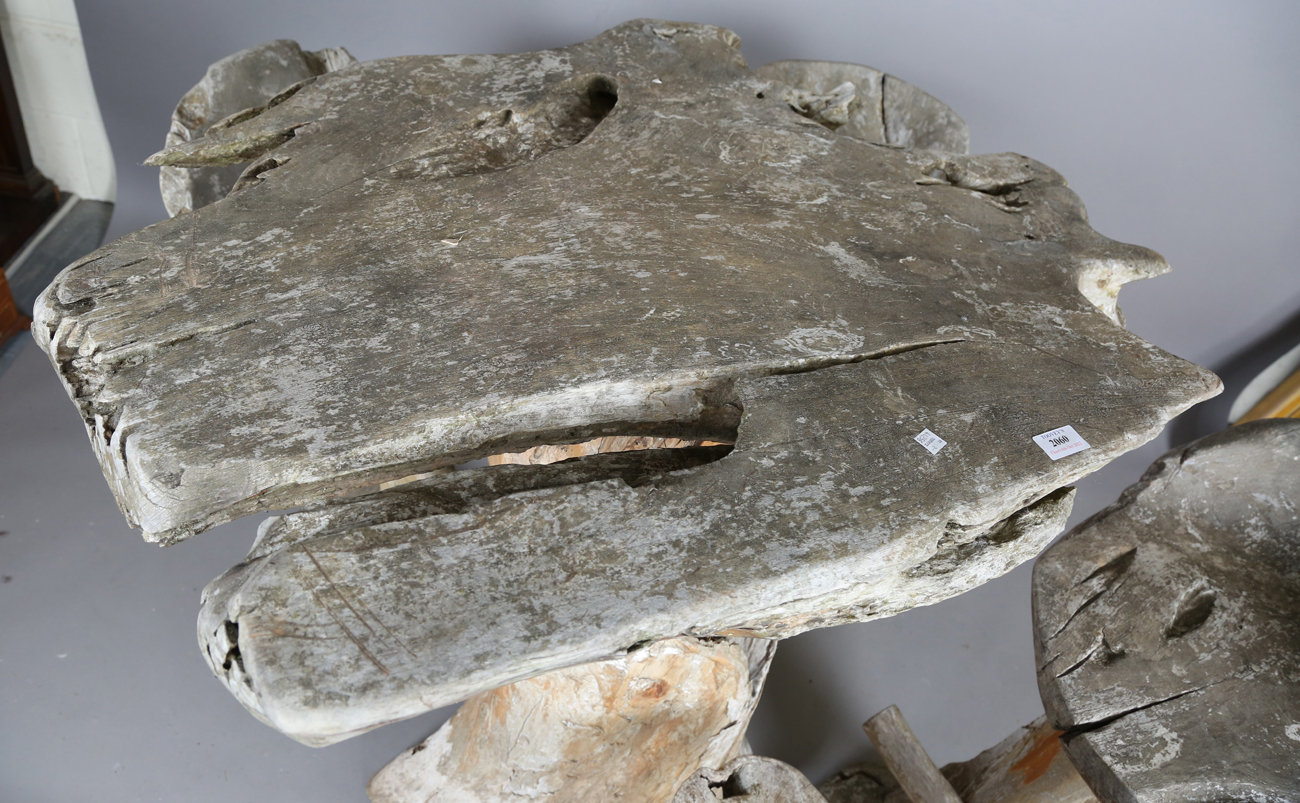 A 20th century French naturalistic wooden grotto table, height 102cm, width 92cm, together with a - Image 9 of 9