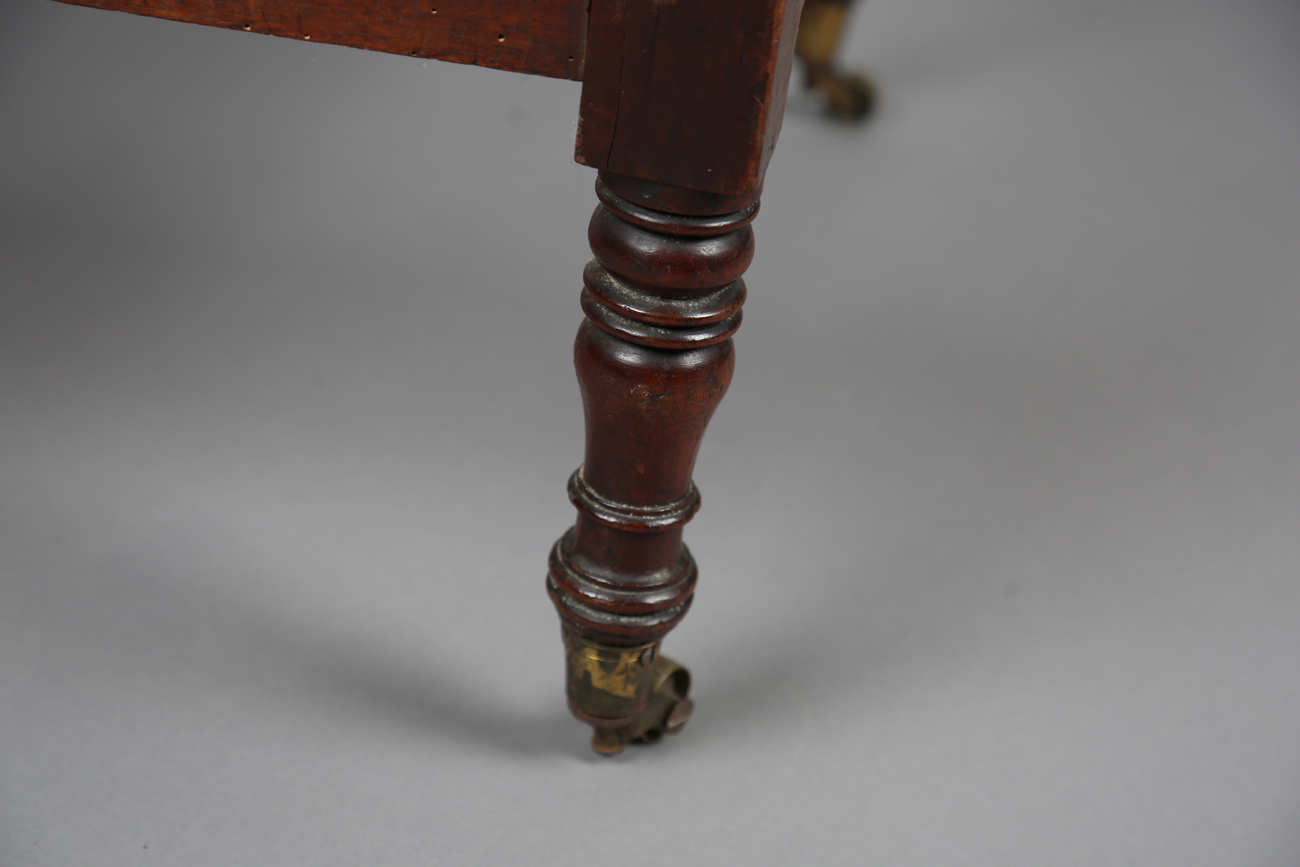 A George IV mahogany framed armchair, raised on ring turned legs and castors, height 95cm, width - Bild 5 aus 8