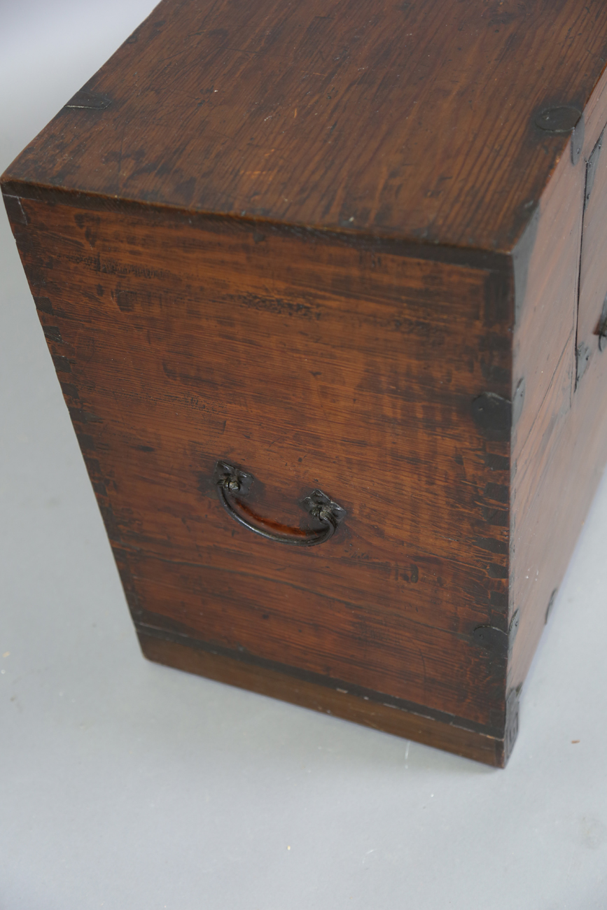 A 19th century Korean softwood and iron mounted chest, height 53cm, width 77cm, depth 36cm.Buyer’s - Image 8 of 9