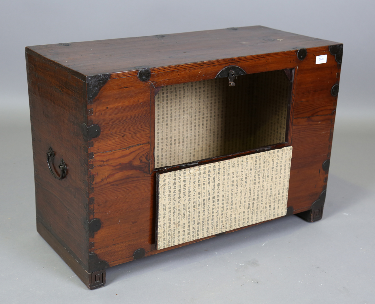 A 19th century Korean softwood and iron mounted chest, height 53cm, width 77cm, depth 36cm.Buyer’s - Image 4 of 9