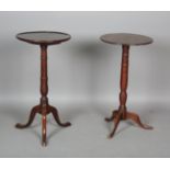 A George III provincial mahogany tripod wine table, height 73cm, diameter 39cm, together with