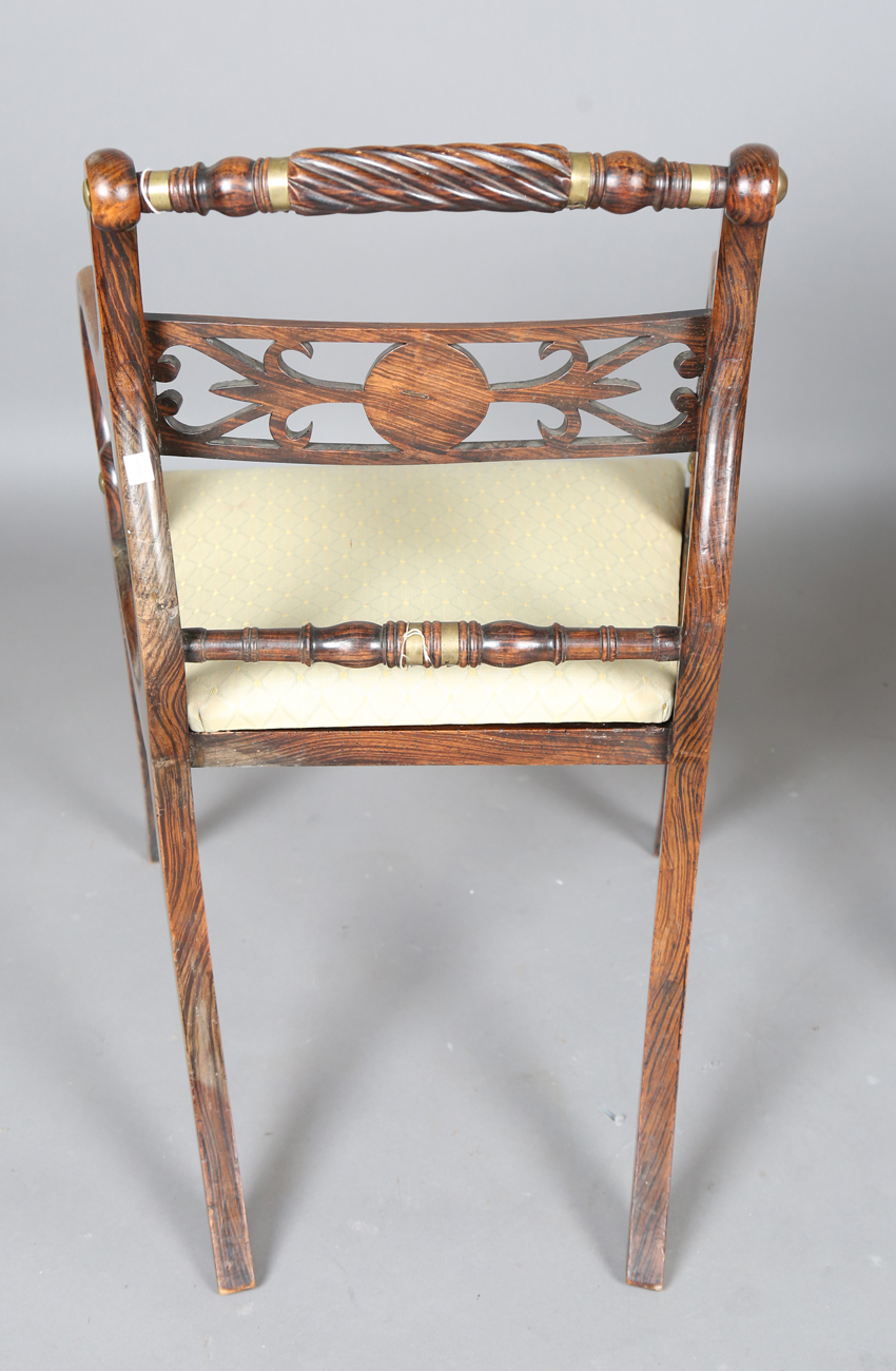 A set of eight Regency simulated rosewood and gilt brass mounted dining chairs, the centre rails - Bild 15 aus 25