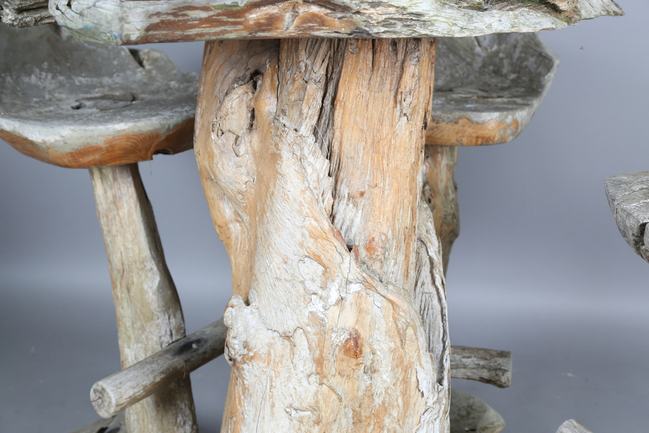 A 20th century French naturalistic wooden grotto table, height 102cm, width 92cm, together with a - Image 8 of 9