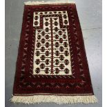 A Beluche prayer rug, Afghan/Persian borders, late 20th century, the ivory mihrab with overall
