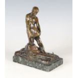 Ludwig Eisenberger - a late 19th century German brown patinated cast bronze figure of a semi-naked