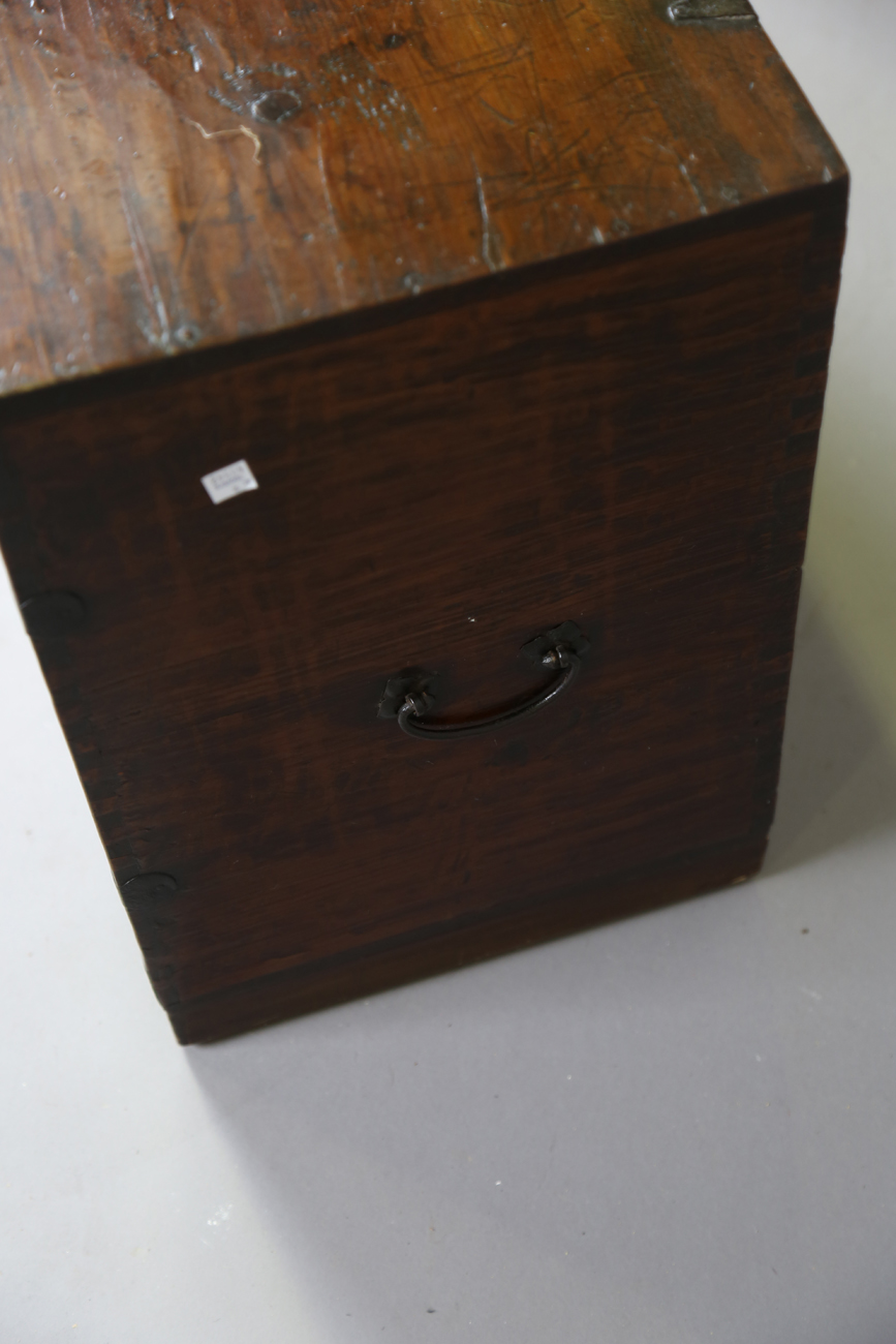 A 19th century Korean softwood and iron mounted chest, height 53cm, width 77cm, depth 36cm.Buyer’s - Image 7 of 9