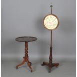 A Regency mahogany circular wine table, on scrolling tripod legs, height 68cm, diameter 47cm,