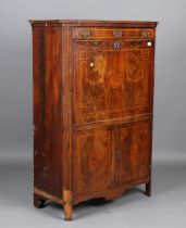 A 19th century French mahogany escritoire with kingwood crossbanding and inlaid satinwood fan
