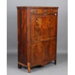 A 19th century French mahogany escritoire with kingwood crossbanding and inlaid satinwood fan