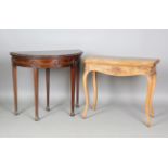 An early 20th century Neoclassical Revival mahogany demi-lune fold-over card table, height 78cm,