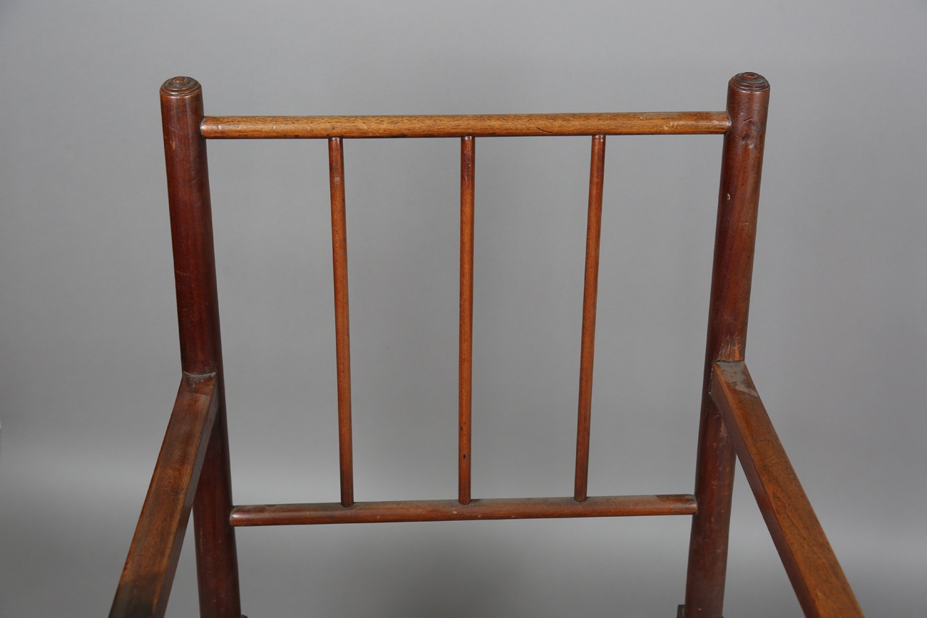 A George IV mahogany framed armchair, raised on ring turned legs and castors, height 95cm, width - Bild 8 aus 8