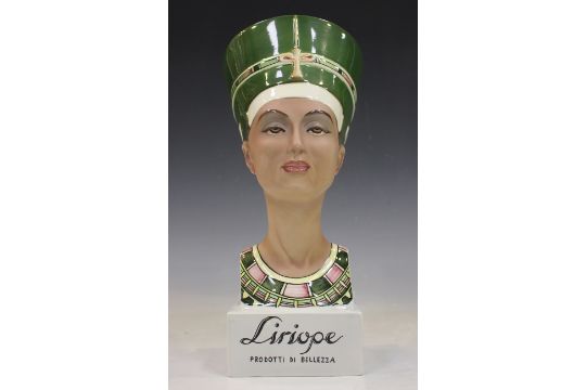 A rare Liriope Cosmetics advertising bust, mid-20th century, modelled as the head of an Egyptian - Image 1 of 8