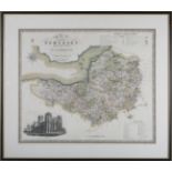 C. & J. Greenwood - 'Map of the County of Somerset', engraving with later hand-colouring,