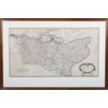 Robert Morden - 'Kent' (Map of the County), late 17th/early 18th century engraving with later hand-