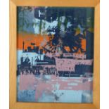 Jim Starr - Americana, mixed media screenprint with spray paint on canvas, laid onto board, 28.5cm x