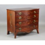 A 19th century George III style mahogany serpentine front chest of four graduated oak-lined