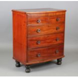 A 19th century mahogany bowfront chest of drawers with applied glass handles, height 109cm, width