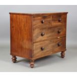 A Victorian mahogany chest of oak-lined drawers, height 85cm, width 93cm, depth 51cm.Buyer’s Premium