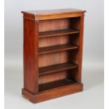 A late Victorian mahogany open bookcase, height 102cm, width 74cm, depth 28cm.Buyer’s Premium 29.