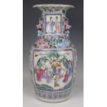A Chinese famille rose porcelain vase, mid-19th century, the shouldered ovoid body and flared neck