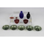 A set of five Chinese jade circular bowls, late Qing dynasty, each of hemispherical form, diameter