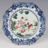 A Chinese famille rose export porcelain plate, Qianlong period, the centre painted with a female