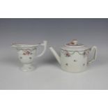 A Chinese famille rose export porcelain teapot and milk jug, late Qianlong period, each painted with