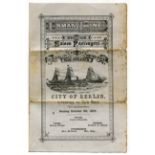 SHIPPING. A printed 'Inman Line List of Saloon Passengers' dated October 30, 1879, with manuscript