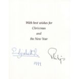 AUTOGRAPHS, QUEEN ELIZABETH II & PRINCE PHILIP. Two Christmas cards signed in ink by Queen Elizabeth