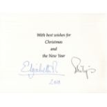 AUTOGRAPHS, QUEEN ELIZABETH II & PRINCE PHILIP. Two Christmas cards signed in ink by Queen Elizabeth
