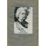 SZCZEPANIK. A woven Szczepanik Process portrait of Mark Twain, together with a receipt and