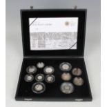 An Elizabeth II Royal Mint silver proof twelve-coin set 2009, including a Kew Gardens edition