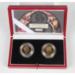 An Elizabeth II Royal Mint gold proof Jersey sovereign two-coin set 2000, cased with certificate,