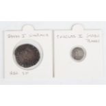 A James I hammered silver sixpence 1624, mintmark trefoil, and a Charles I penny.Buyer’s Premium