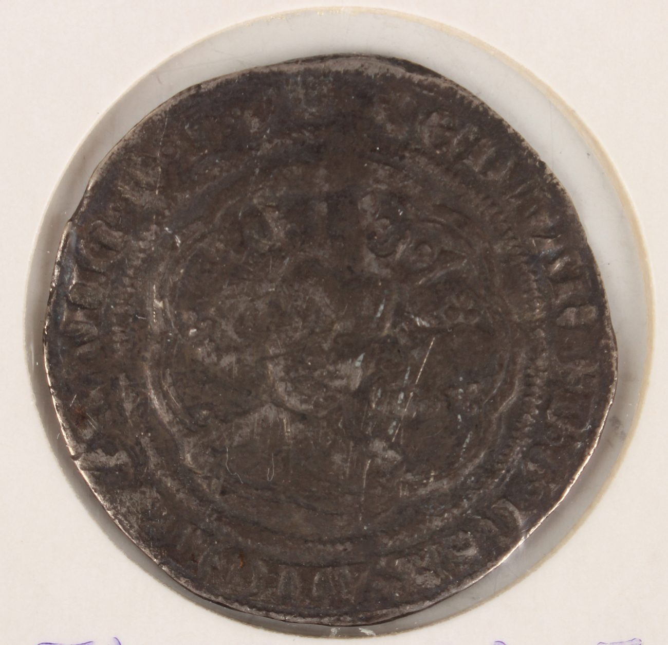 An Edward III groat, London Mint, pre-treaty type, an Edward IV halfpenny, trefoils by neck, - Image 6 of 8