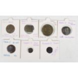 A small group of early English coinage, tokens and a coin weight, including a shipwreck-found