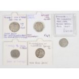 Four Richard I of Normandy hammered silver deniers, Rouen Mint, together with a Richard the